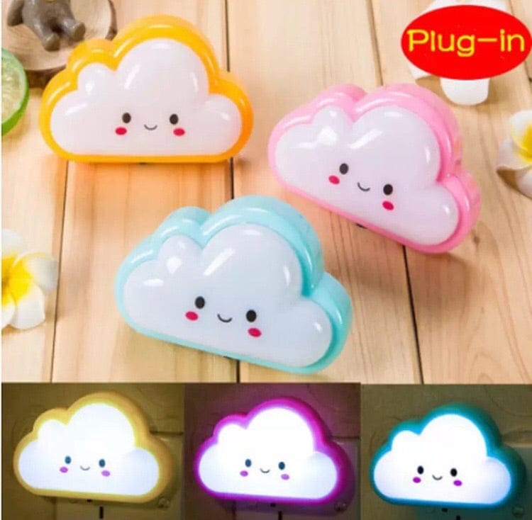 Smiley Cloud Plug-In LED Night Light – Soft Warm Glow Baby Lamp
