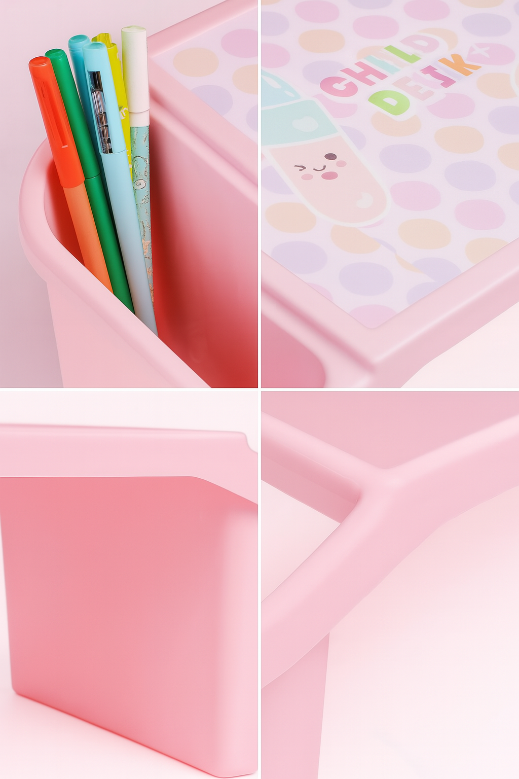 Kids Portable Study Table – Multifunctional Plastic Desk with Side Storage (56x40x30 cm)