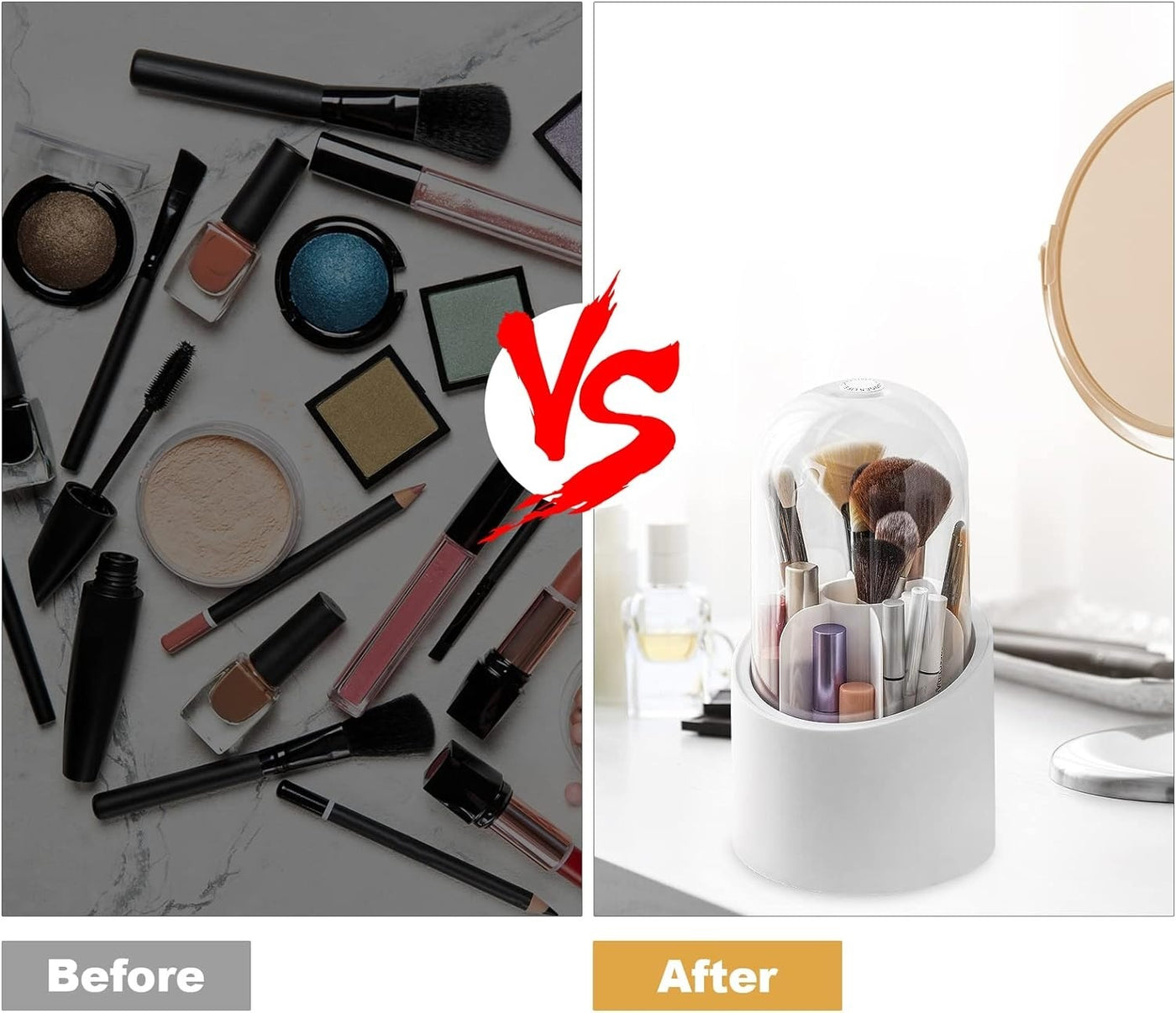 360° Rotating Makeup Brush Organizer